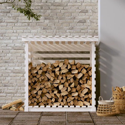 vidaXL Firewood Rack White 108x73x108 cm Solid Pine Wood