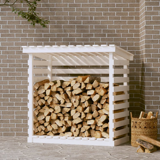vidaXL Firewood Rack White 108x73x108 cm Solid Pine Wood