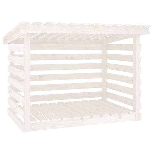 vidaXL Firewood Rack White 108x73x79 cm Solid Pine Wood