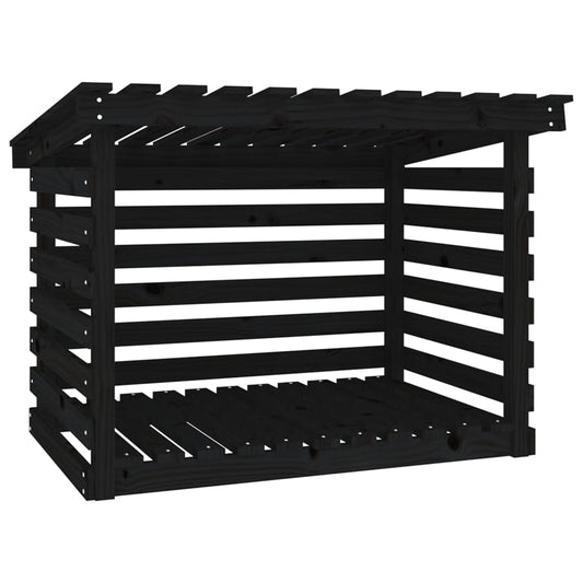 vidaXL Firewood Rack Black 108x73x79 cm Solid Pine Wood