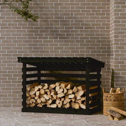 vidaXL Firewood Rack Black 108x73x79 cm Solid Pine Wood