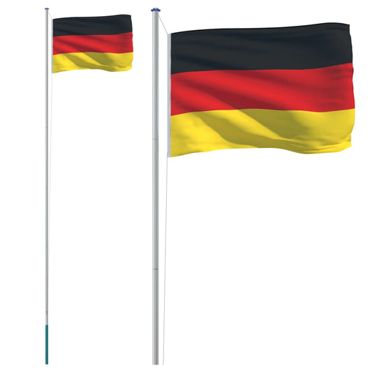 vidaXL German Flag and Pole 6.23 m Aluminium
