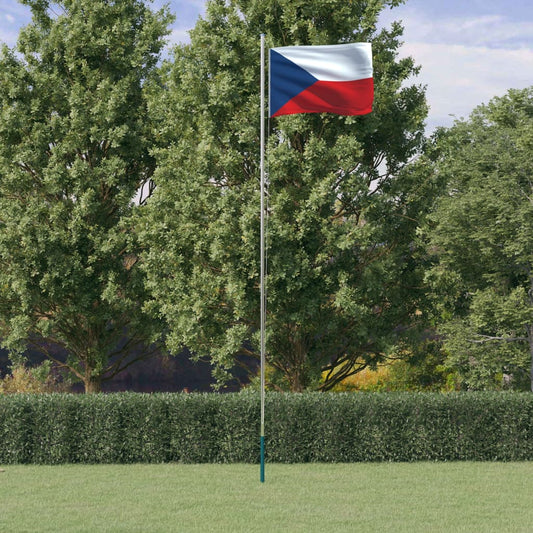 vidaXL Czech Flag and Pole 6.23 m Aluminum