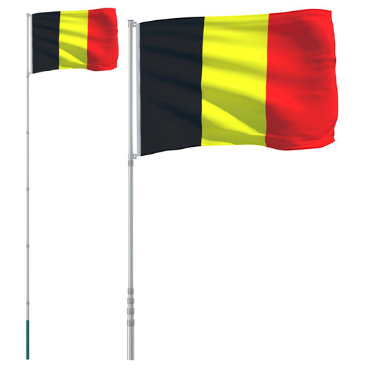 vidaXL Belgium Flag and Pole 6.23 m Aluminium
