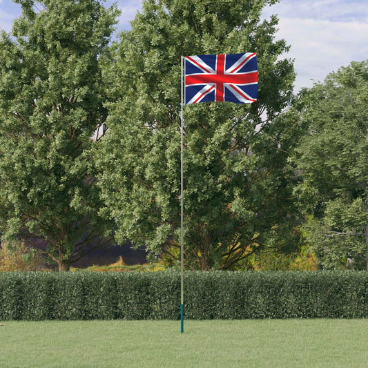 vidaXL United Kingdom Flag and Pole 5.55 m Aluminium
