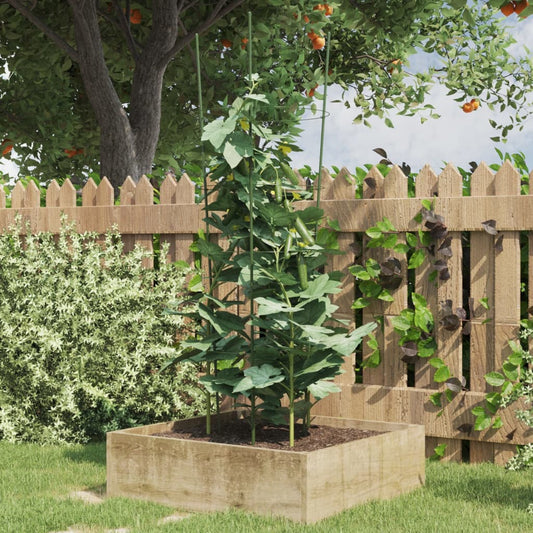 vidaXL Garden Plant Supports 4 Rings 5 ​​pcs. Green 90 cm Steel