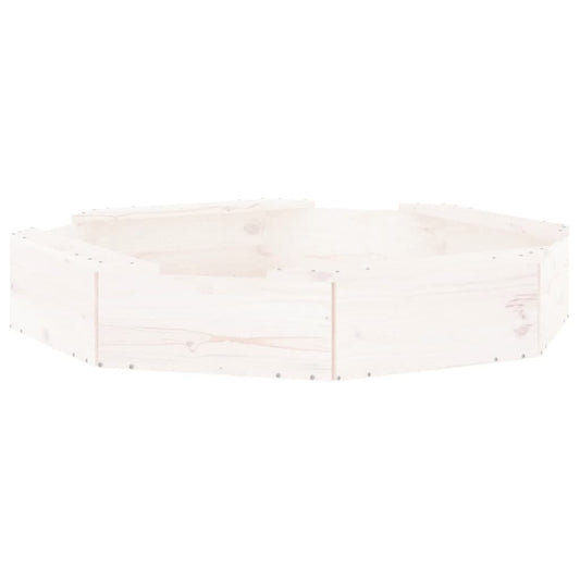 vidaXL Sandbox with Seats White Octagonal Solid Pine Wood