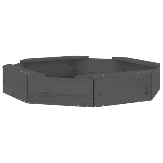 vidaXL Sandbox with Seats Grey Octagonal Solid Pine Wood