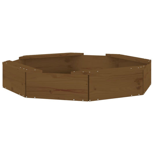 vidaXL Sandbox with Seats Honey Octagonal Solid Pine Wood
