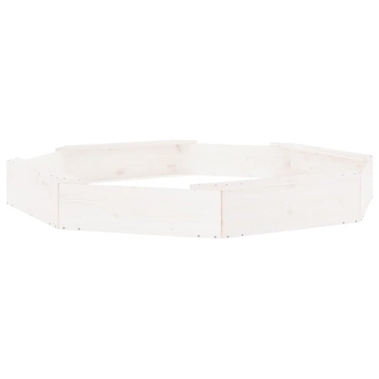 vidaXL Sandbox with Seats White Octagonal Solid Pine Wood
