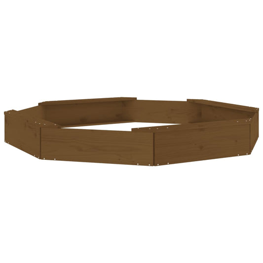 vidaXL Sandbox with Seats Honey Octagonal Solid Pine Wood