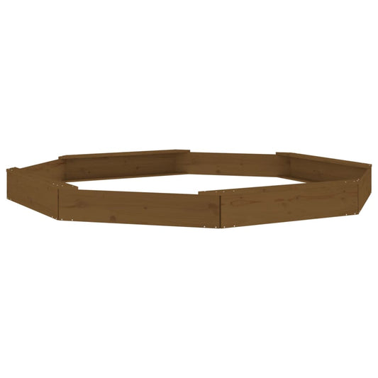 vidaXL Sandbox with Seats Honey Octagonal Solid Pine Wood