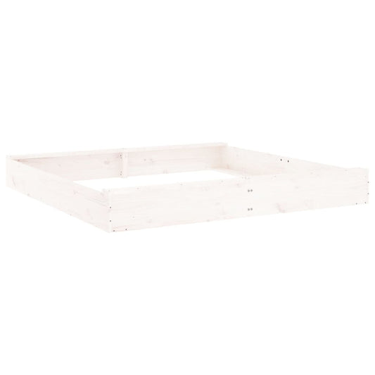 vidaXL Sandbox with Seats White Square Solid Pine Wood