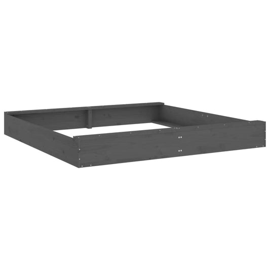 vidaXL Sandbox with Seats Grey Square Solid Pine Wood