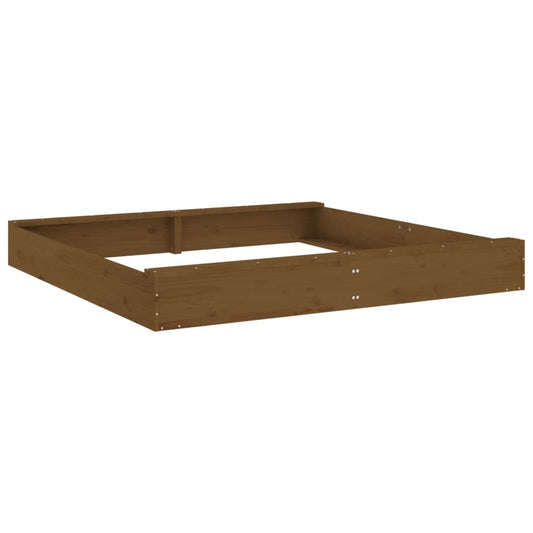 vidaXL Sandbox with Seats Honey Brown Square Solid Pine Wood