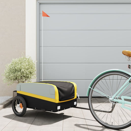 vidaXL Bicycle Trailer Black and Yellow 30 Kilos Iron