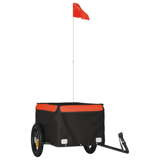 vidaXL Bicycle Trailer Black and Orange 30 kg Iron