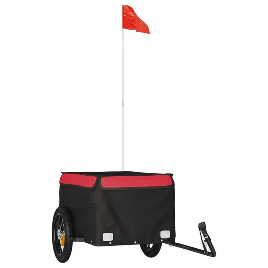 vidaXL Bicycle Trailer Black and Red 30 kg Iron