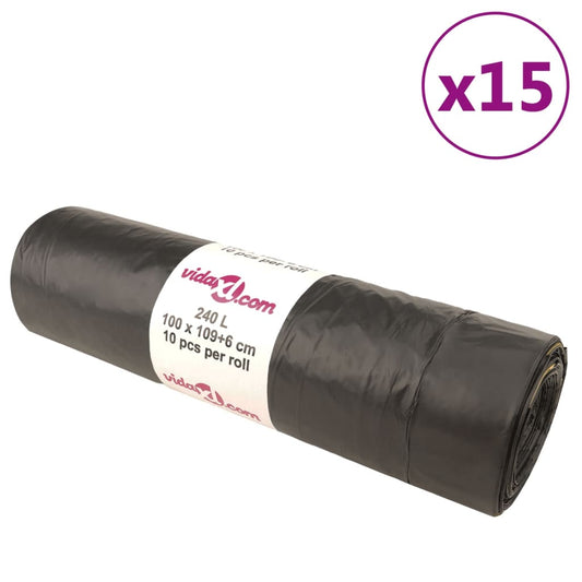 vidaXL Garbage Bags with Drawstrings 150 pcs. Black 240 L.