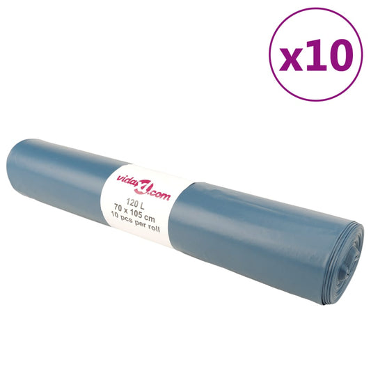 vidaXL Garbage Bags 100 pcs. Blue 120 L.