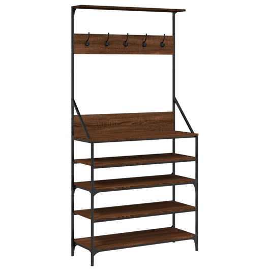 vidaXL Clothes Hanger with Shoe Rack Brown Oak 90x34x184 cm.