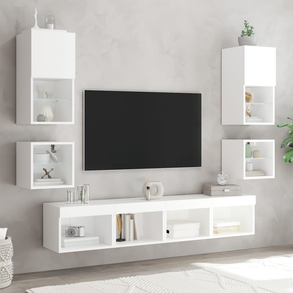 vidaXL Έπιπλο Τοίχου Τηλεόρασης με LED Λευκό 30 x 28,5 x 30 εκ.